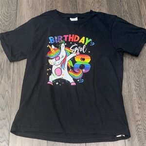 Black Unicorn Birthday Girl Kids T-Shirt